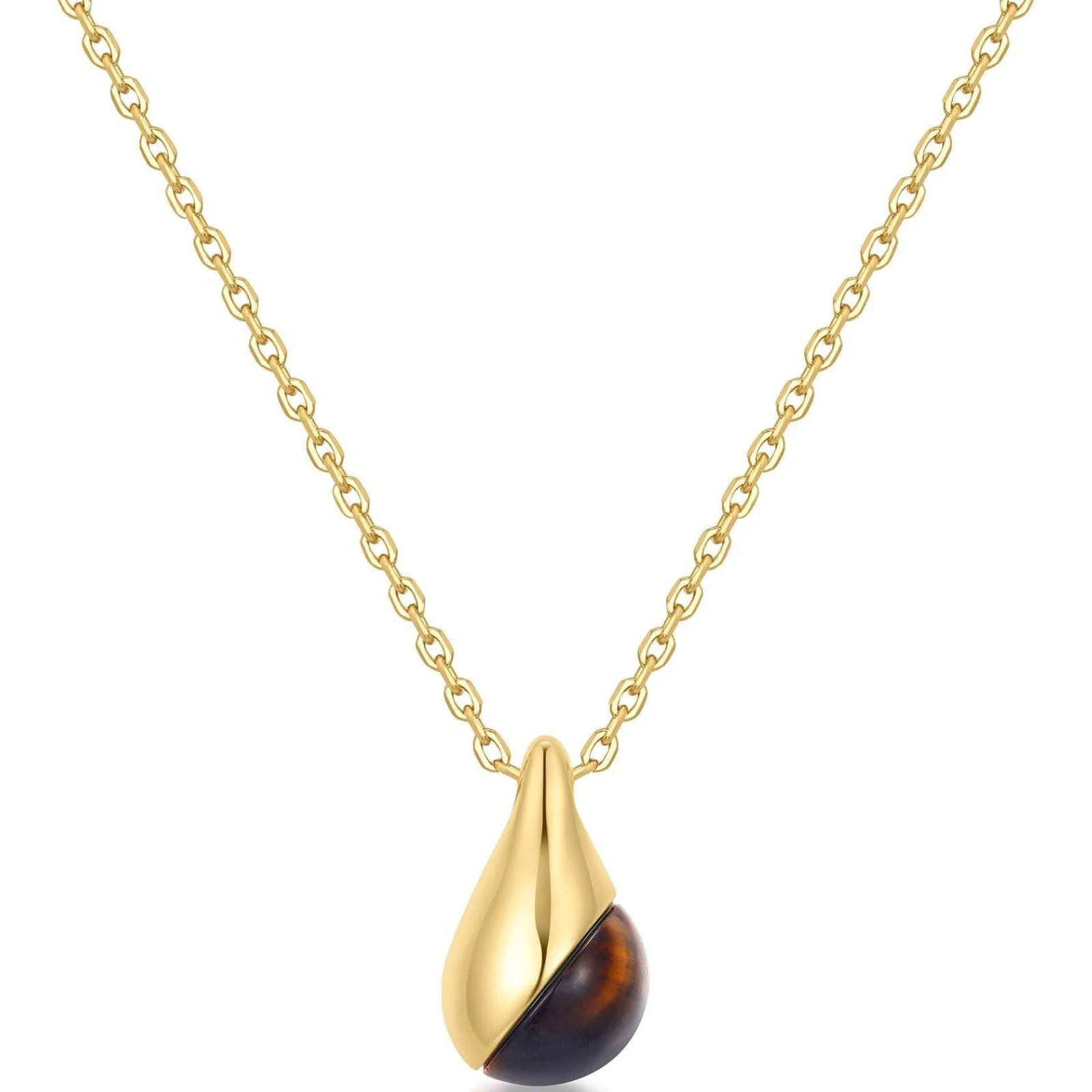 Ania Haie Lady Cozy God Tiger Eye Droplet Pendant Necklace