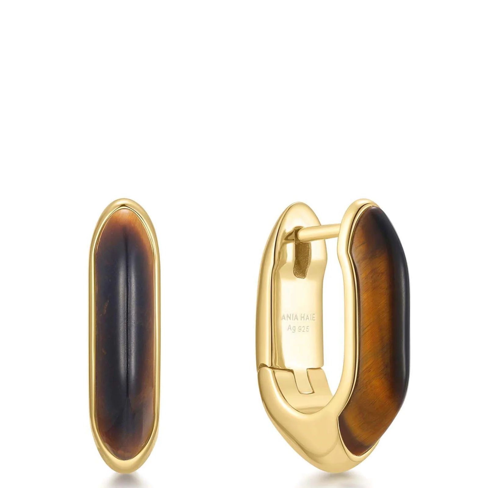 Ania Haie Lady Cozy Gold Tiger Eye Huggie Hoop Earrings