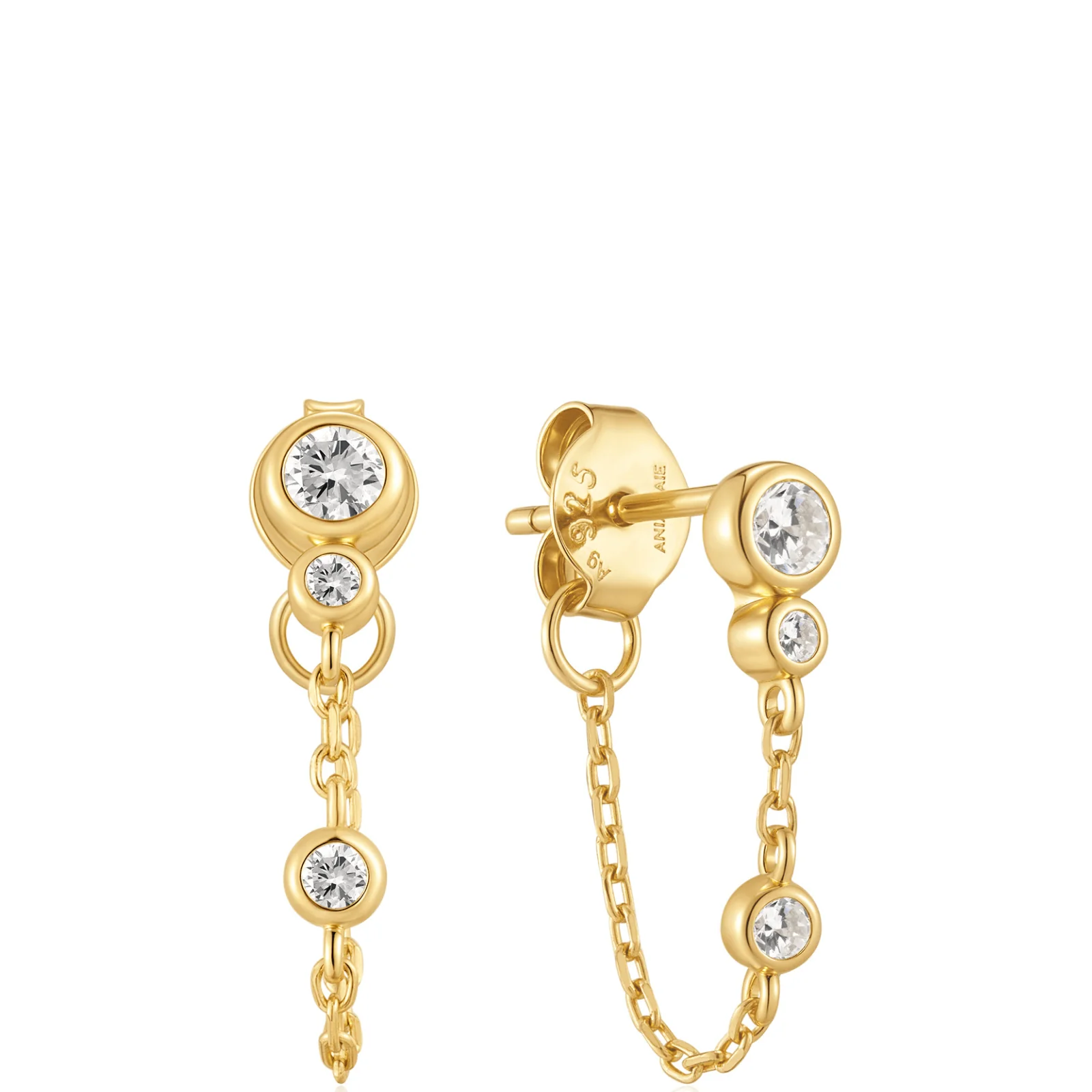 Ania Haie Luna Gaze Gold Drop Chain Stud Earrings