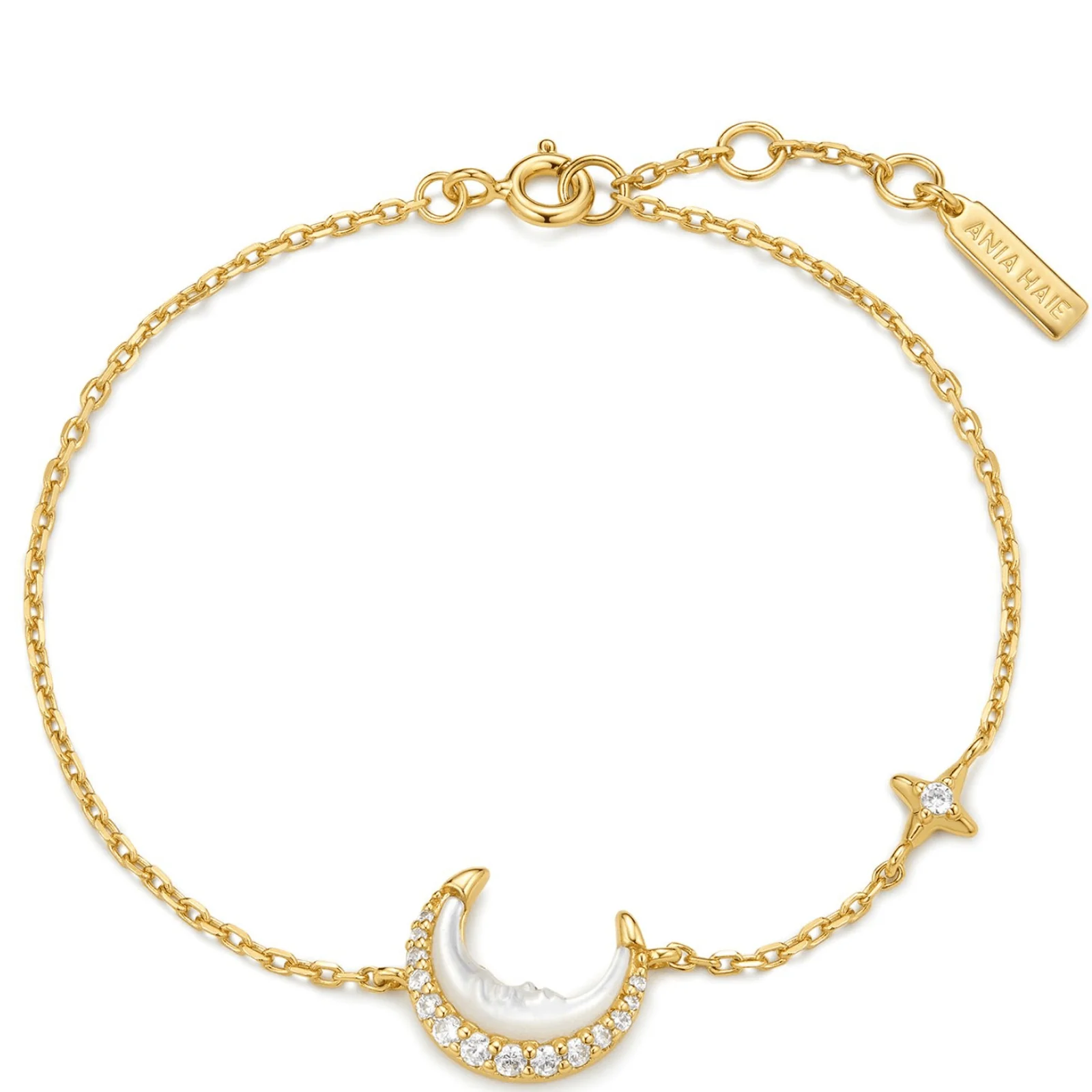 Ania Haie Luna Gaze Gold Mother Of Pearl Crescent Moon Bracelet - Image 2