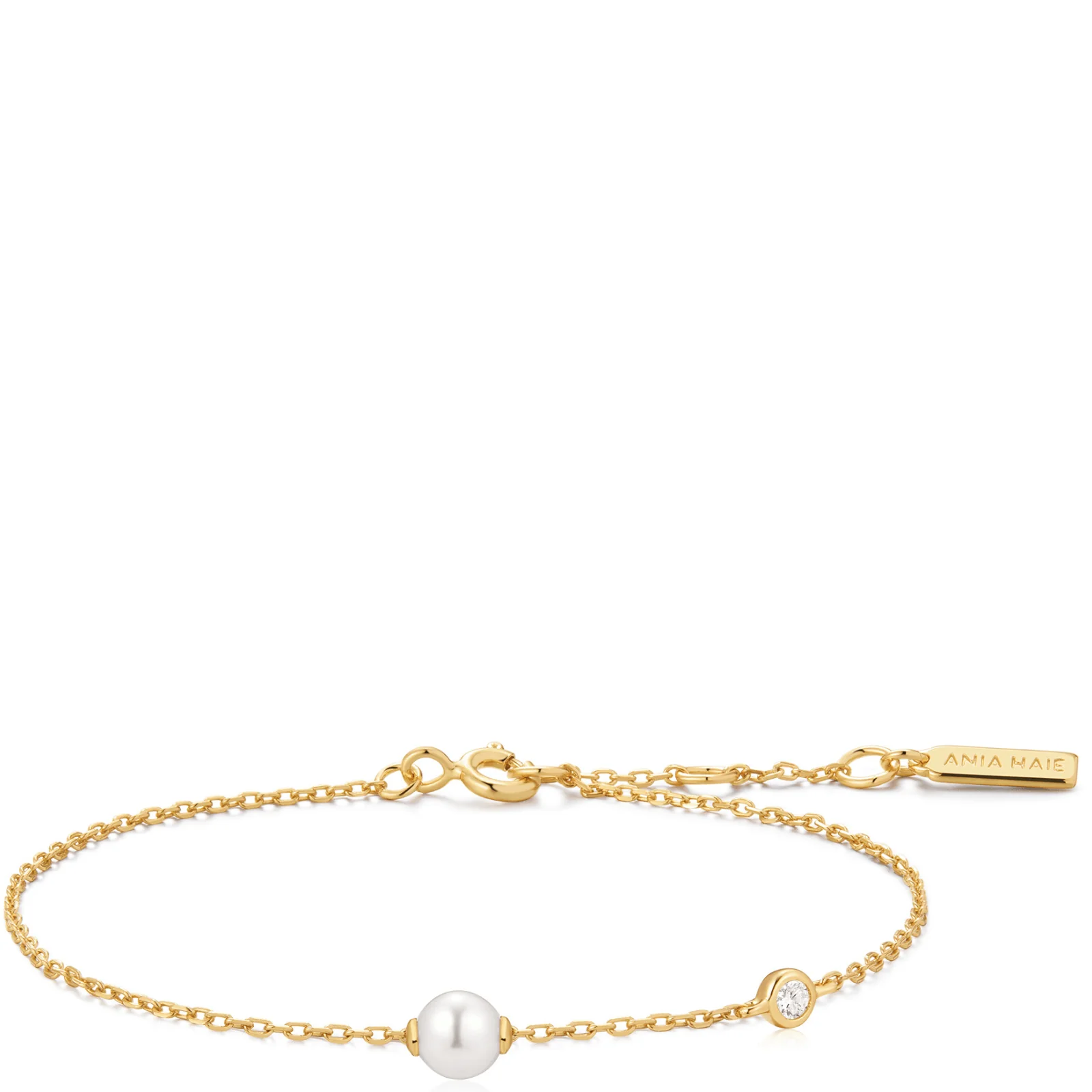 Ania Haie Luna Gaze Gold Shell Pearl & Bezel Set Sparkle Bracelet