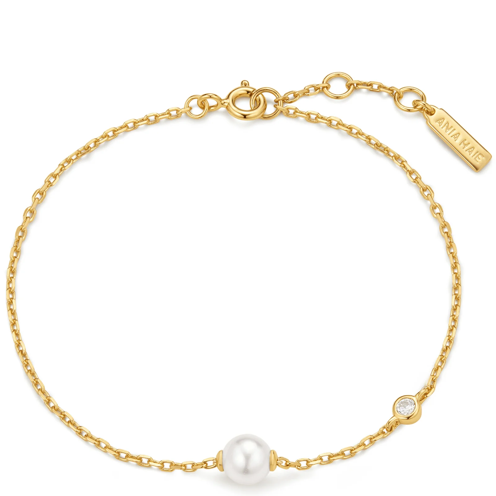 Ania Haie Luna Gaze Gold Shell Pearl & Bezel Set Sparkle Bracelet - Image 2