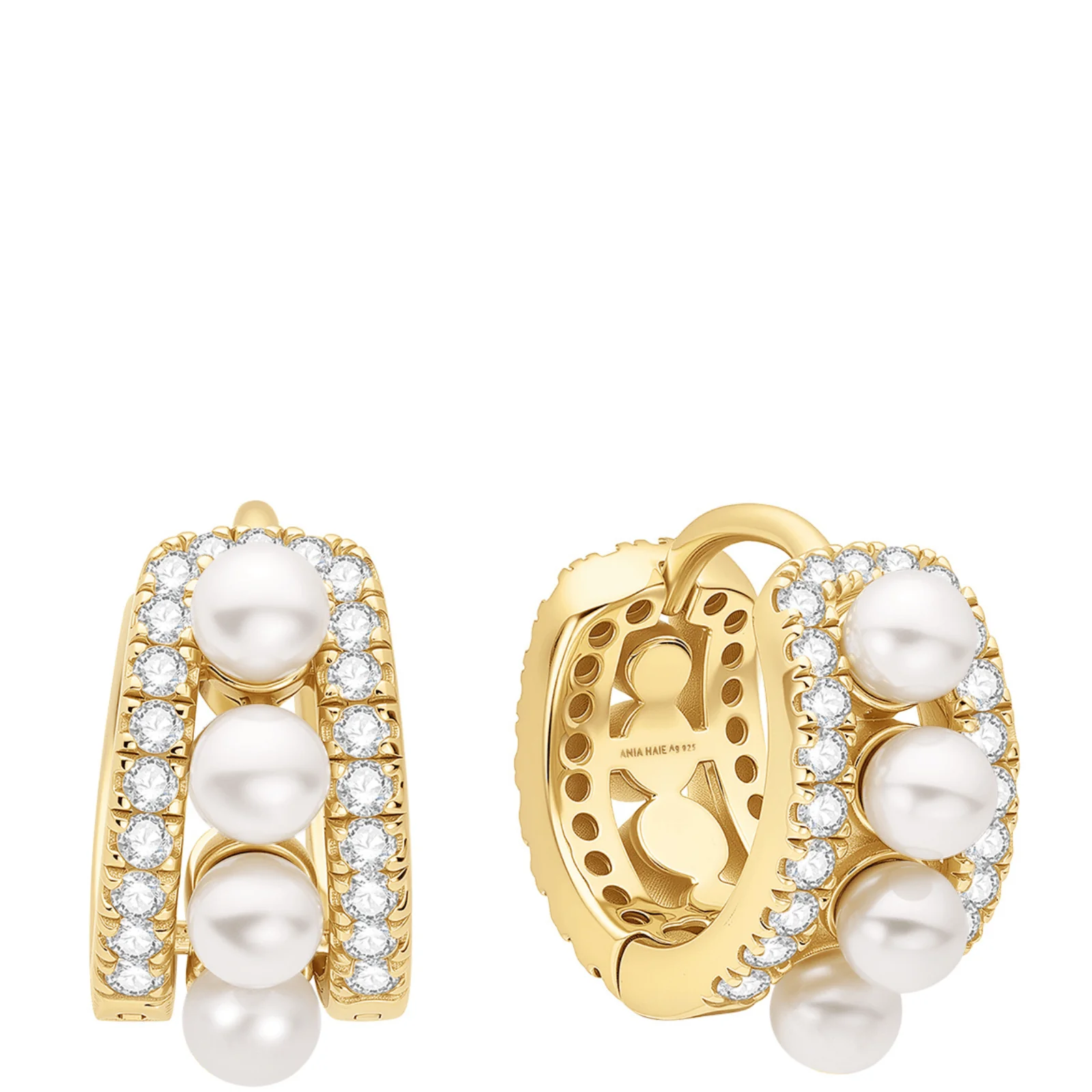 Ania Haie Luna Gaze Gold Pearl Row Hoop Earrings