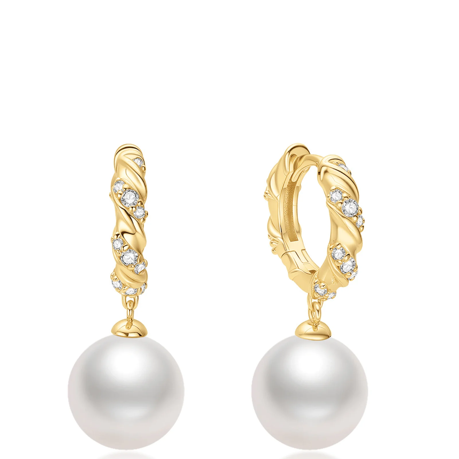Ania Haie Luna Gaze Gold Pearl Twisted Hoop Earrings