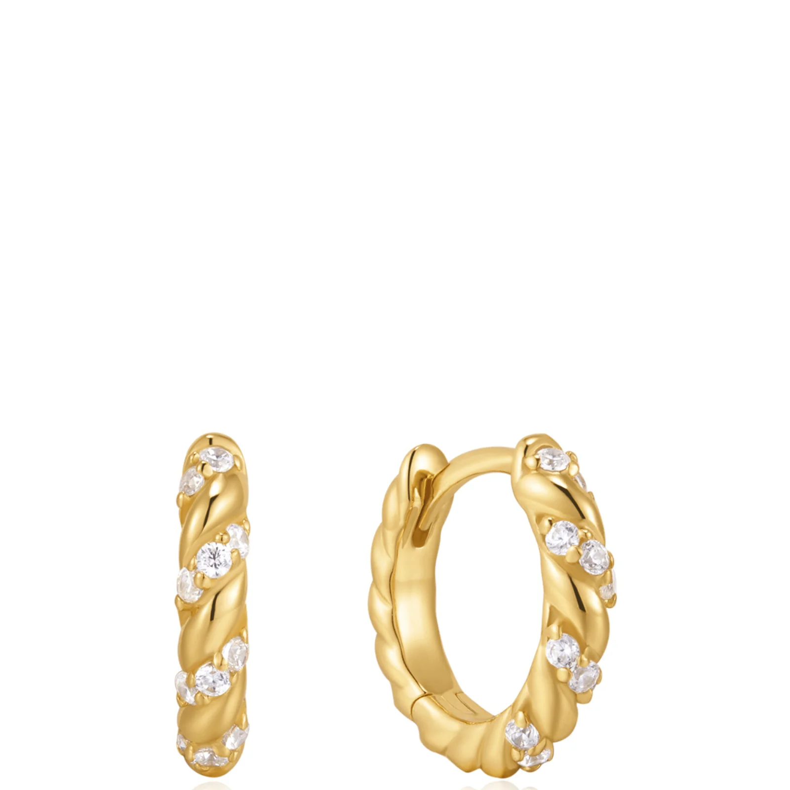 Ania Haie Luna Gaze Gold Sparkle Twisted Hoop Earrings