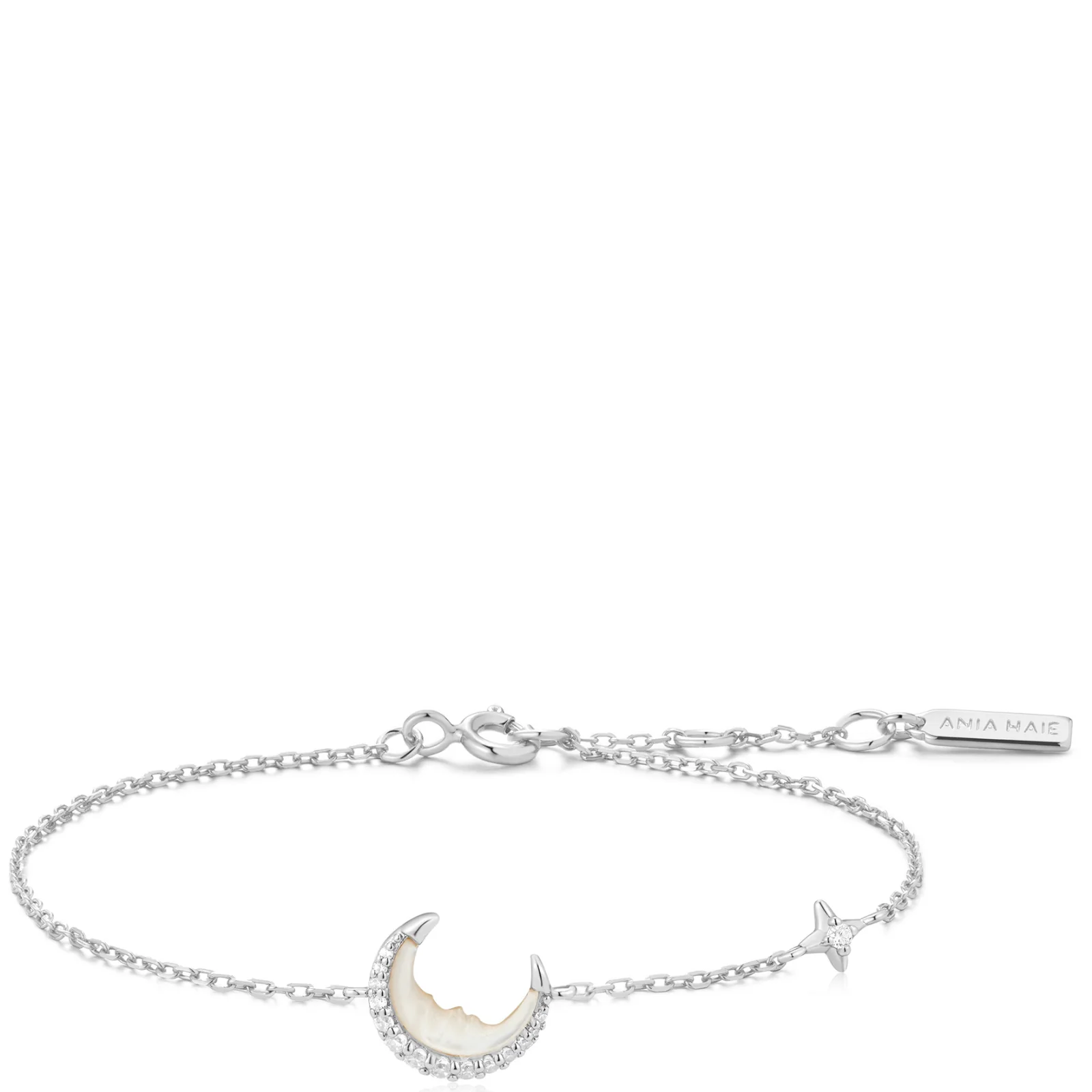 Ania Haie Luna Gaze Silver Mother Of Pearl Crescent Moon Bracelet