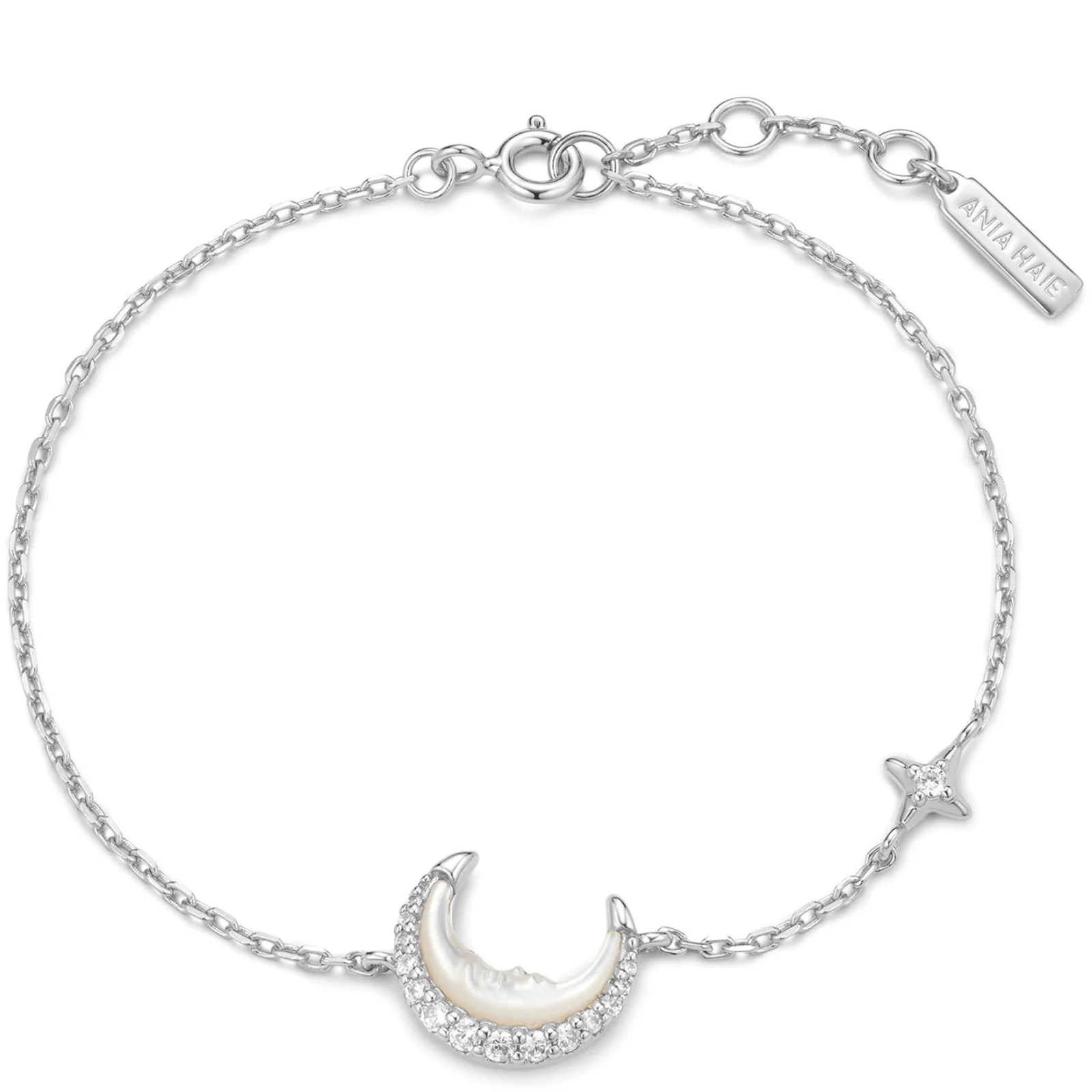 Ania Haie Luna Gaze Silver Mother Of Pearl Crescent Moon Bracelet - Image 2
