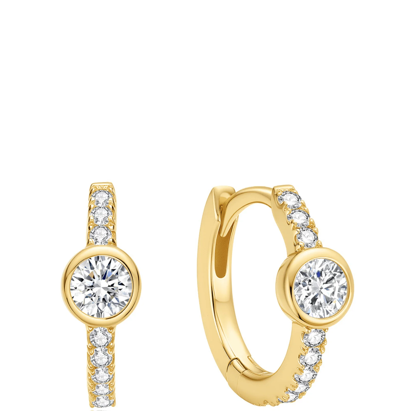 Ania Haie Luna Gaze Gold Pave Row Hoop Earrings