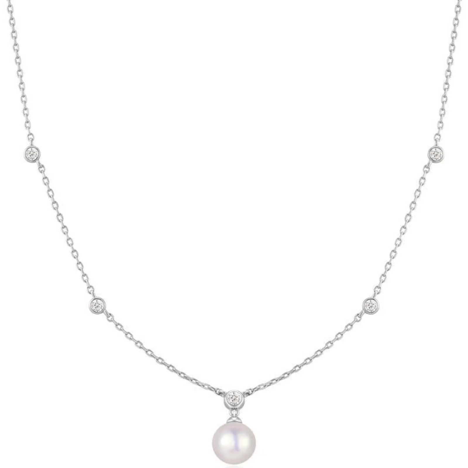Ania Haie Luna Gaze Silver Pearl Pendant Necklace