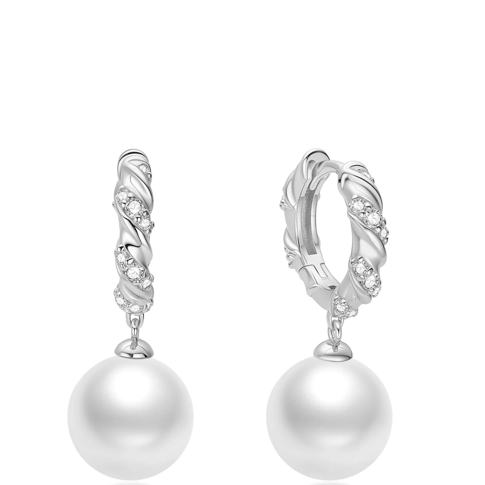 Ania Haie Luna Gaze Silver Pearl Twisted Hoop Earrings