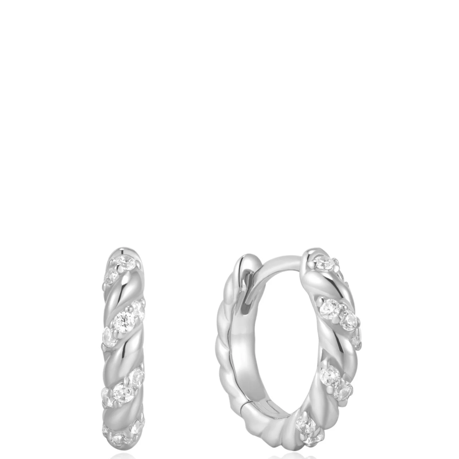 Ania Haie Luna Gaze Silver Sparkle Twisted Hoop Earrings