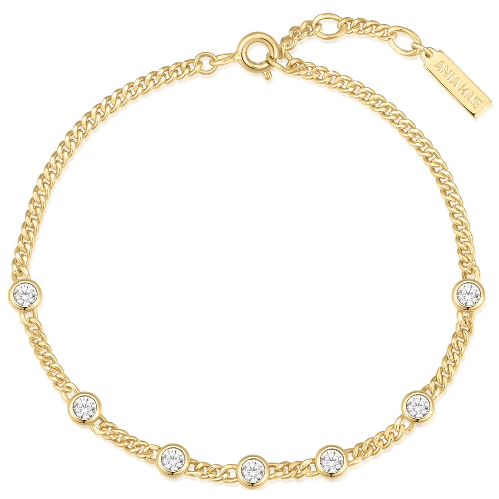 Ania Haie Melodic Poet Gold Round Stone Chain Bracelet