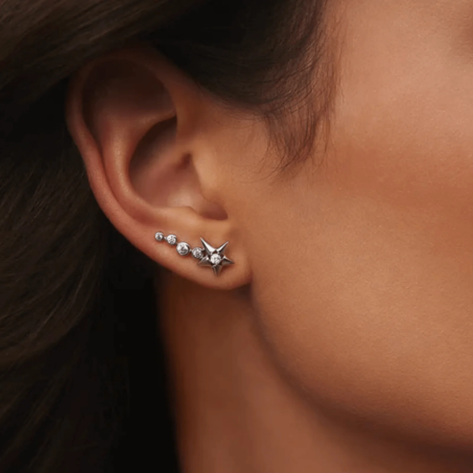 Ania Haie Melodic Poet Silver Meteor Climber Earrings - Image 2
