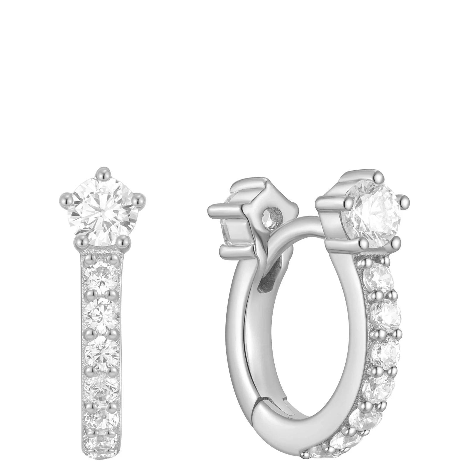 Ania Haie Melodic Poet Silver Pave Huggie Hoop Earrings