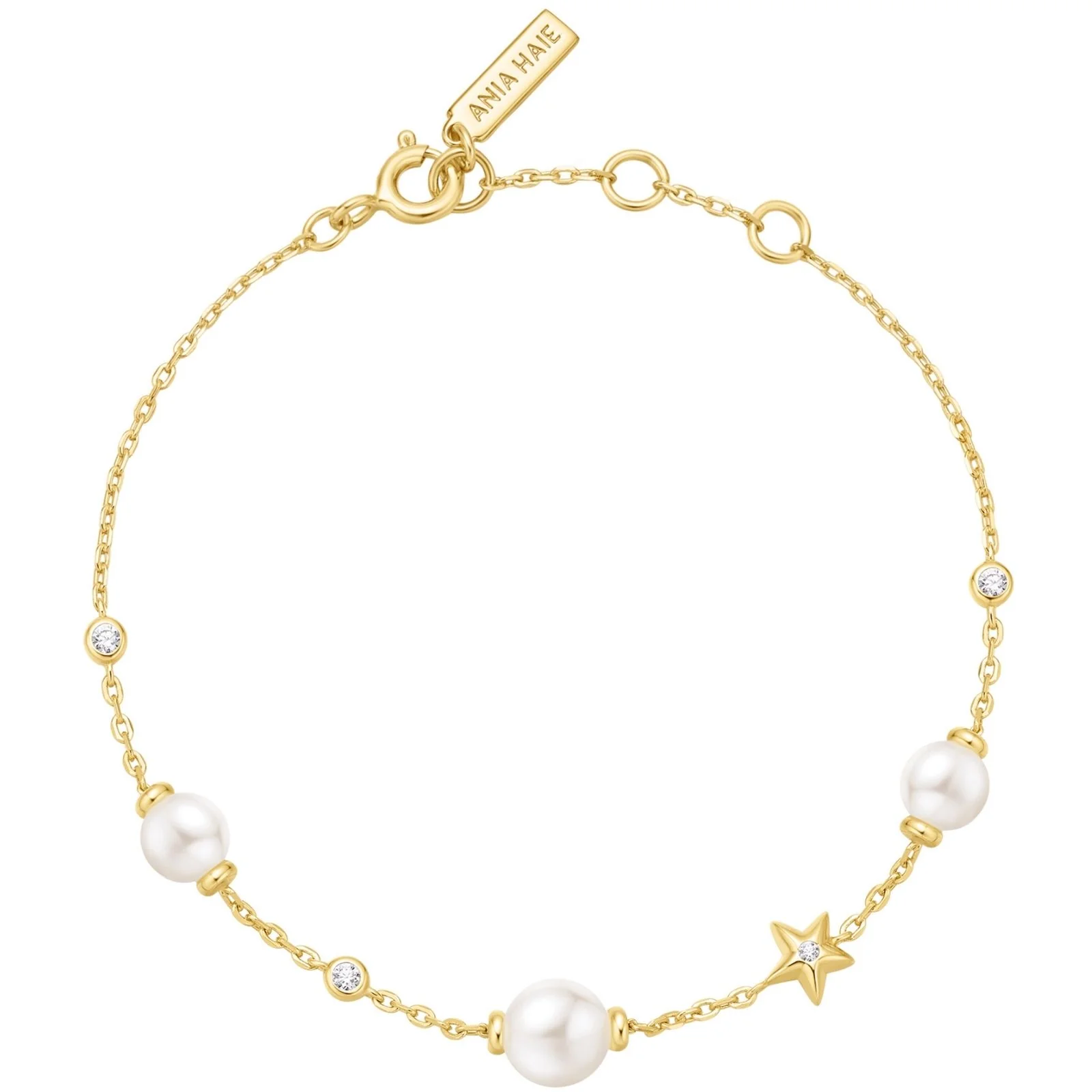Ania Haie Miss Dainty Gold Pearl & Star Station Bracelet - Image 2