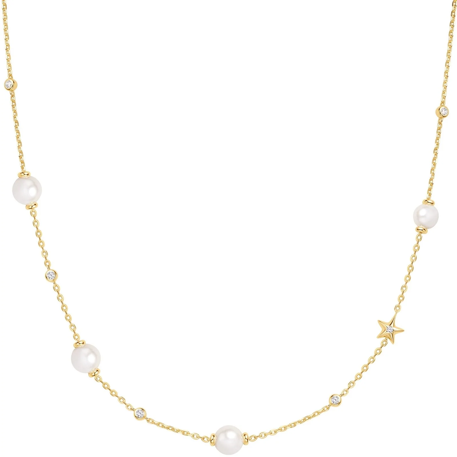 Ania Haie Miss Dainty Gold Pearl & Star Station Necklace