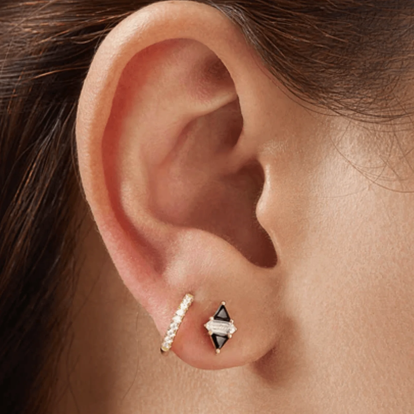 Ania Haie Gold Classic Pave Huggie Hoop Earrings - Image 2