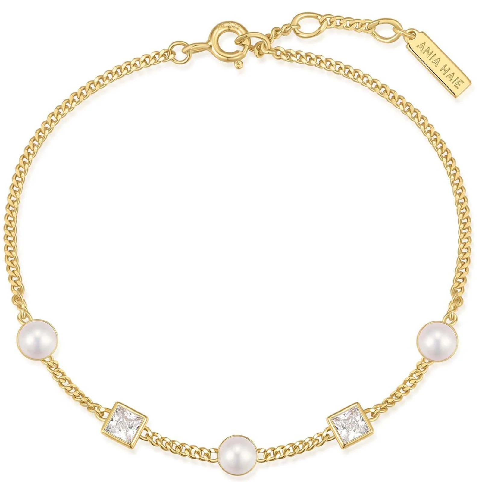 Ania Haie Reimaginer Gold Bezel Set Cube & Pearl Bracelet - Image 2