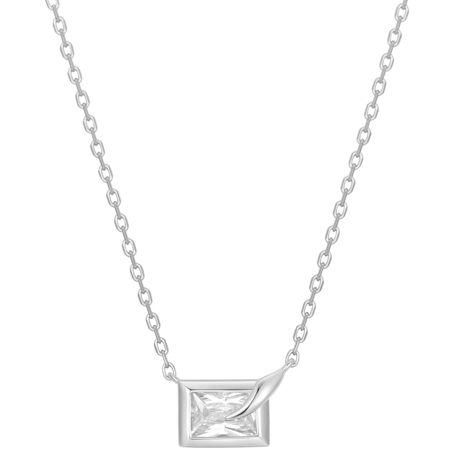 Ania Haie Reimaginer Silver Bezel Set Cube Necklace