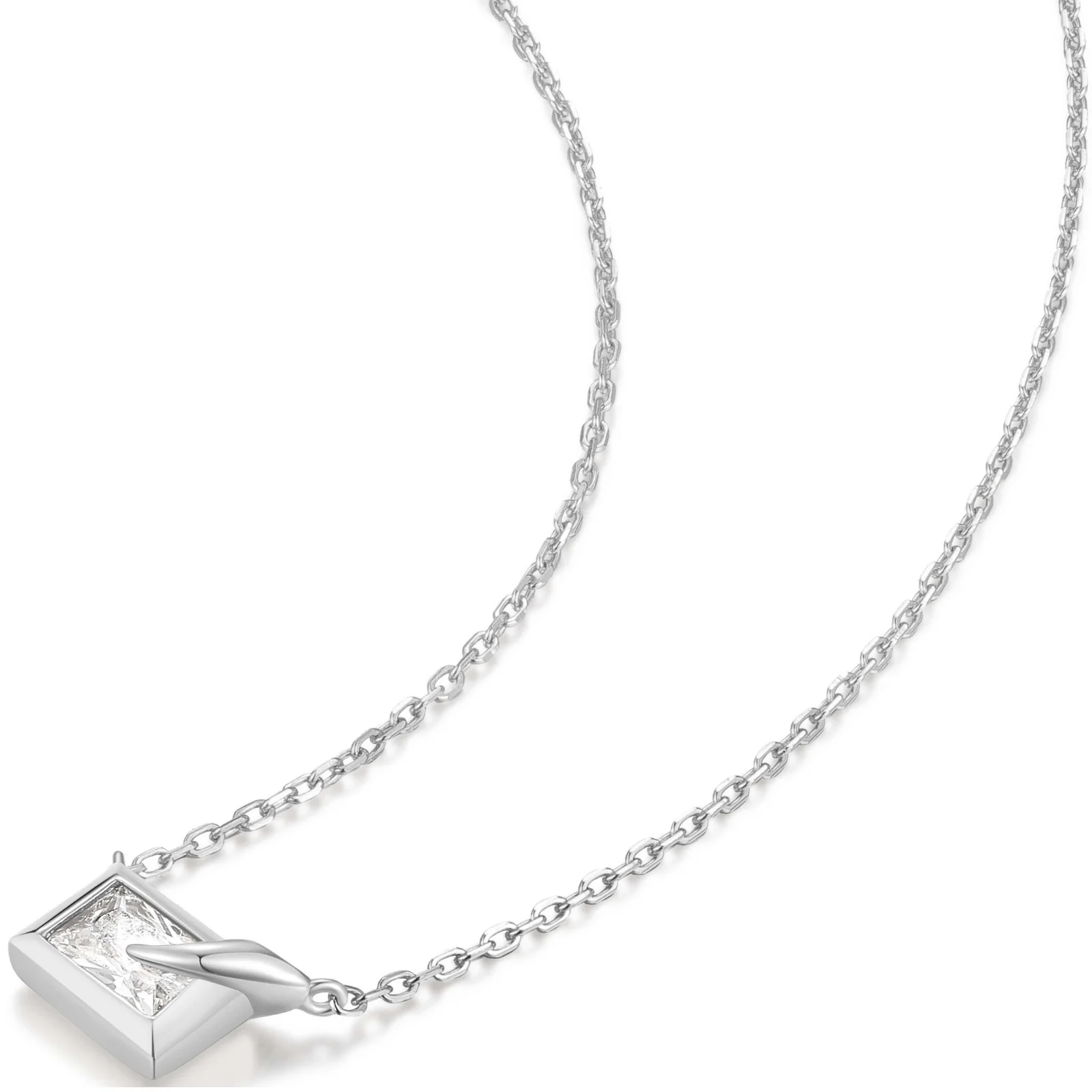 Ania Haie Reimaginer Silver Bezel Set Cube Necklace - Image 2