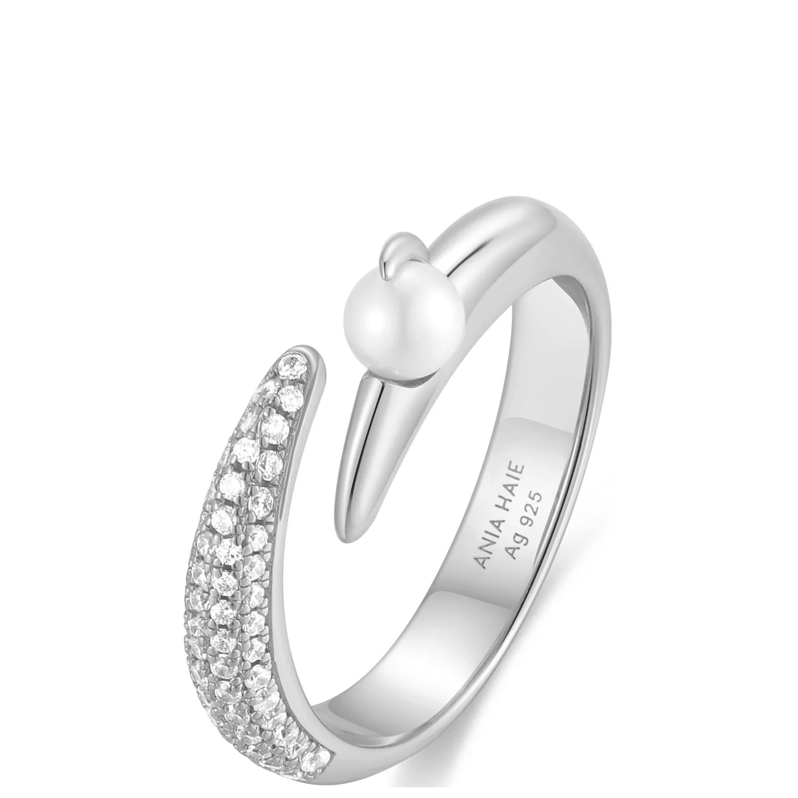 Ania Haie Reimaginer Silver Pearl Crossover Ring