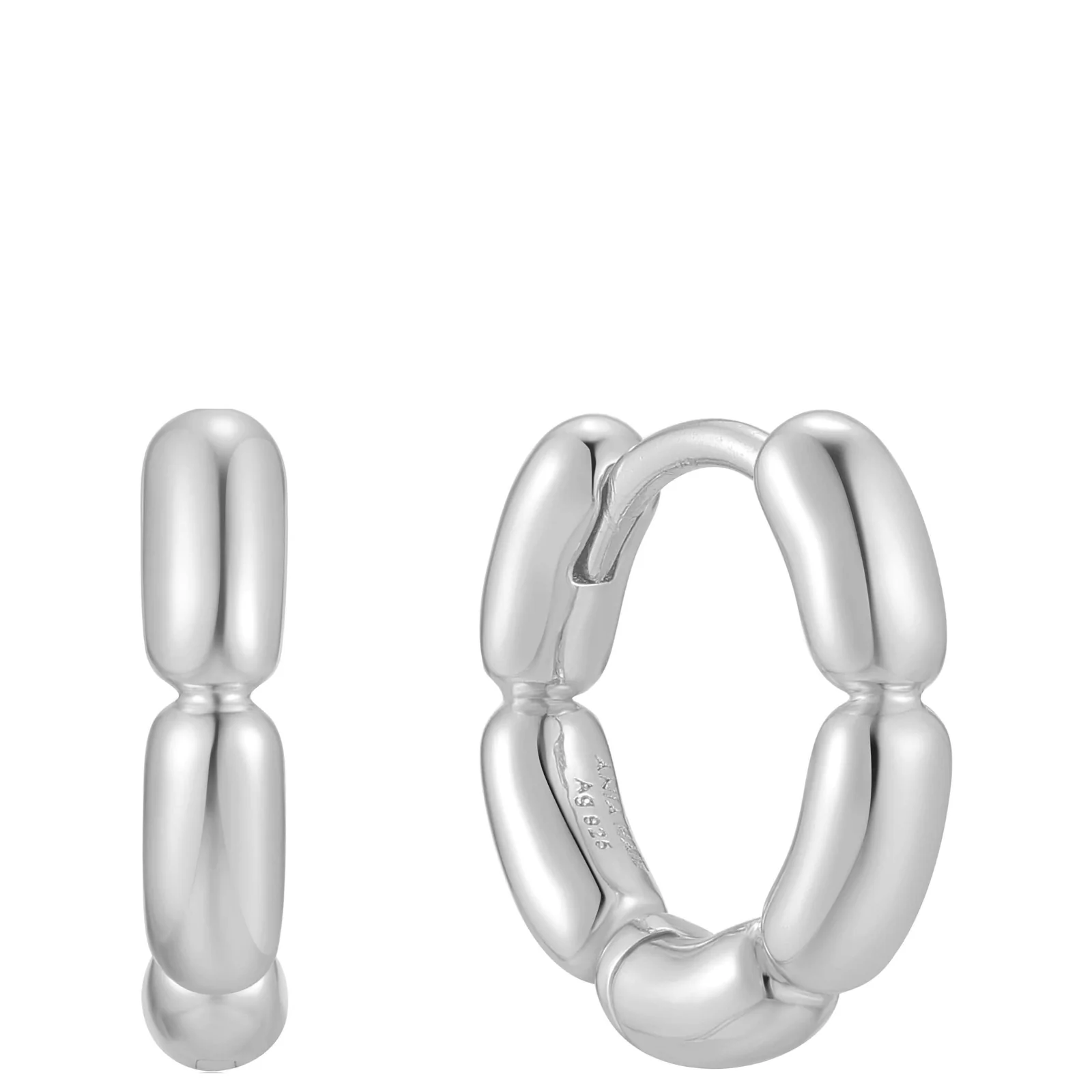 Ania Haie Reimaginer Silver Segmented Puffy Huggie Hoop Earrings