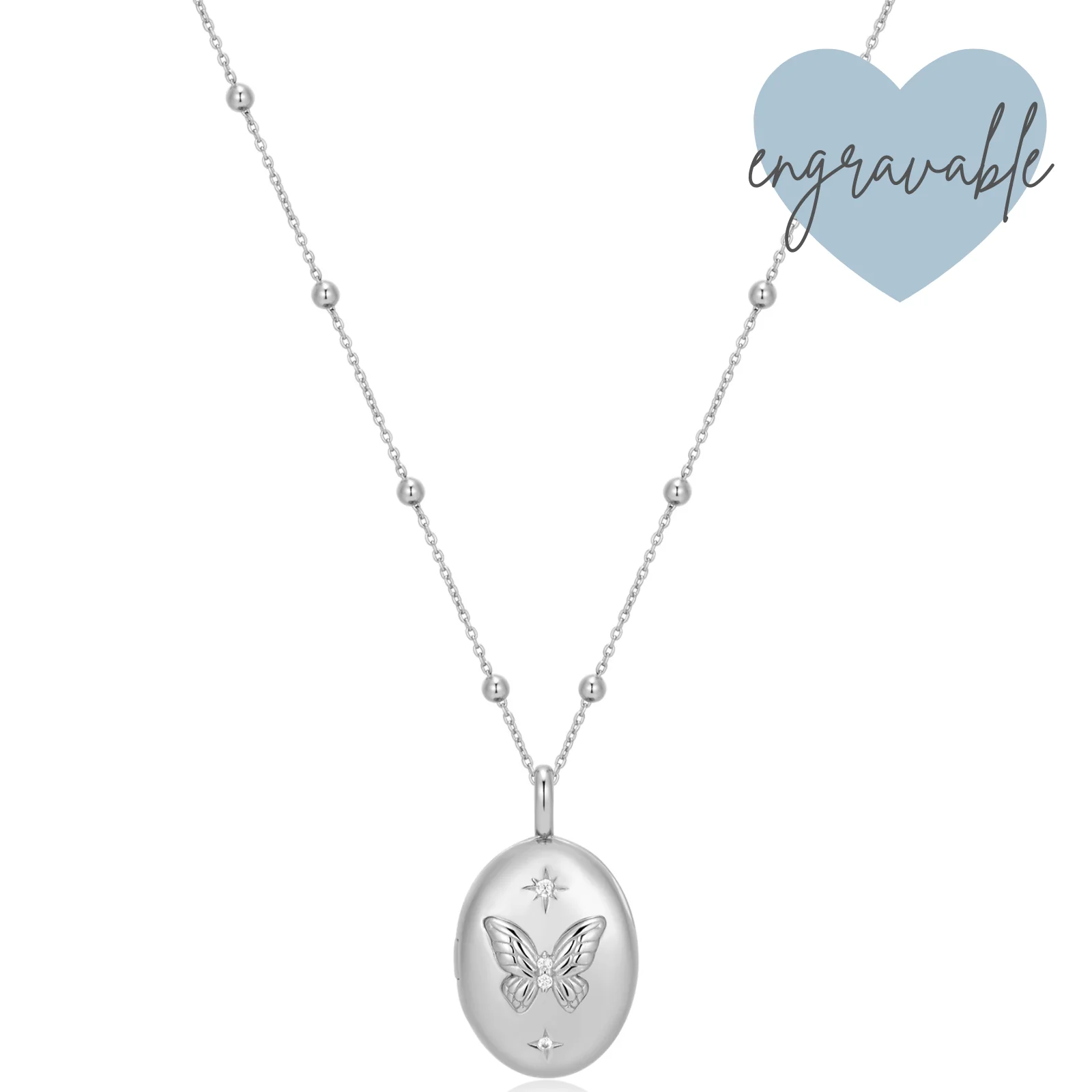 Ania Haie Ripple Joy Silver Butterfly Locket Necklace