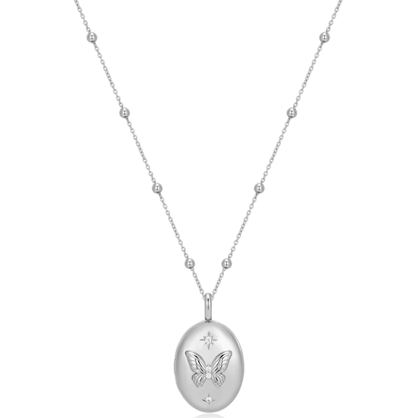 Ania Haie Ripple Joy Silver Butterfly Locket Necklace - Image 2