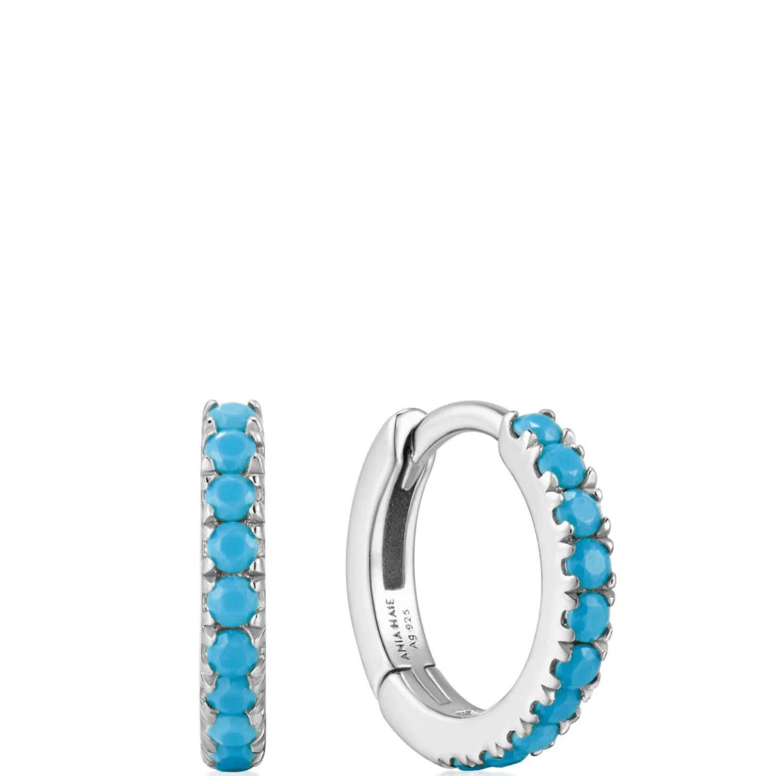 Ania Haie Ripple Joy Silver Turquoise Hoop Earrings