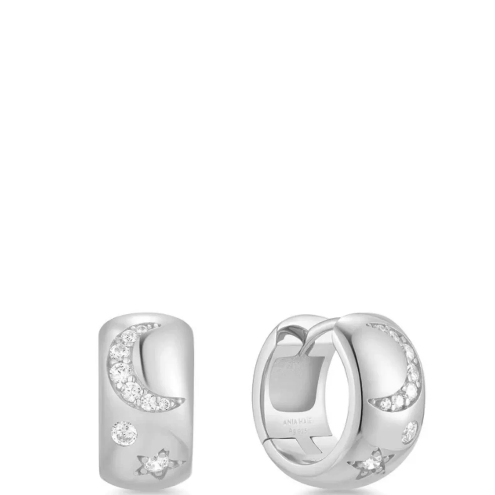 Ania Haie Silver Celestial Chunky Huggie Hoop Earrings