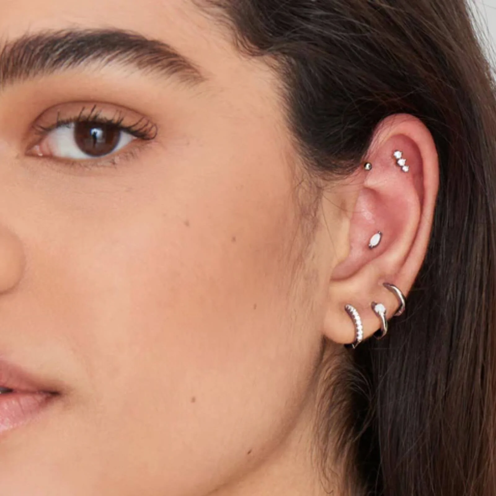 Ania Haie Silver Opal Huggie Hoop Earrings - Image 2