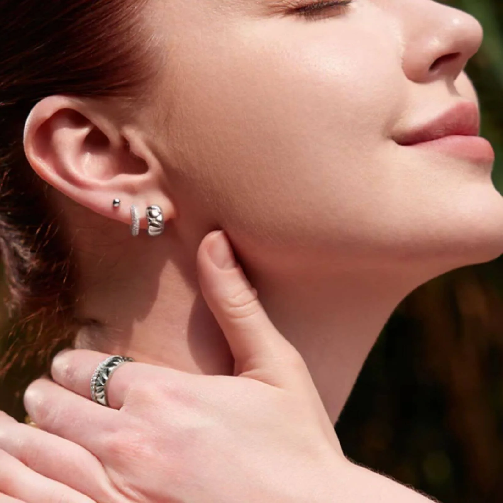 Ania Haie Silver Pave Huggie Hoop Earrings - Image 2