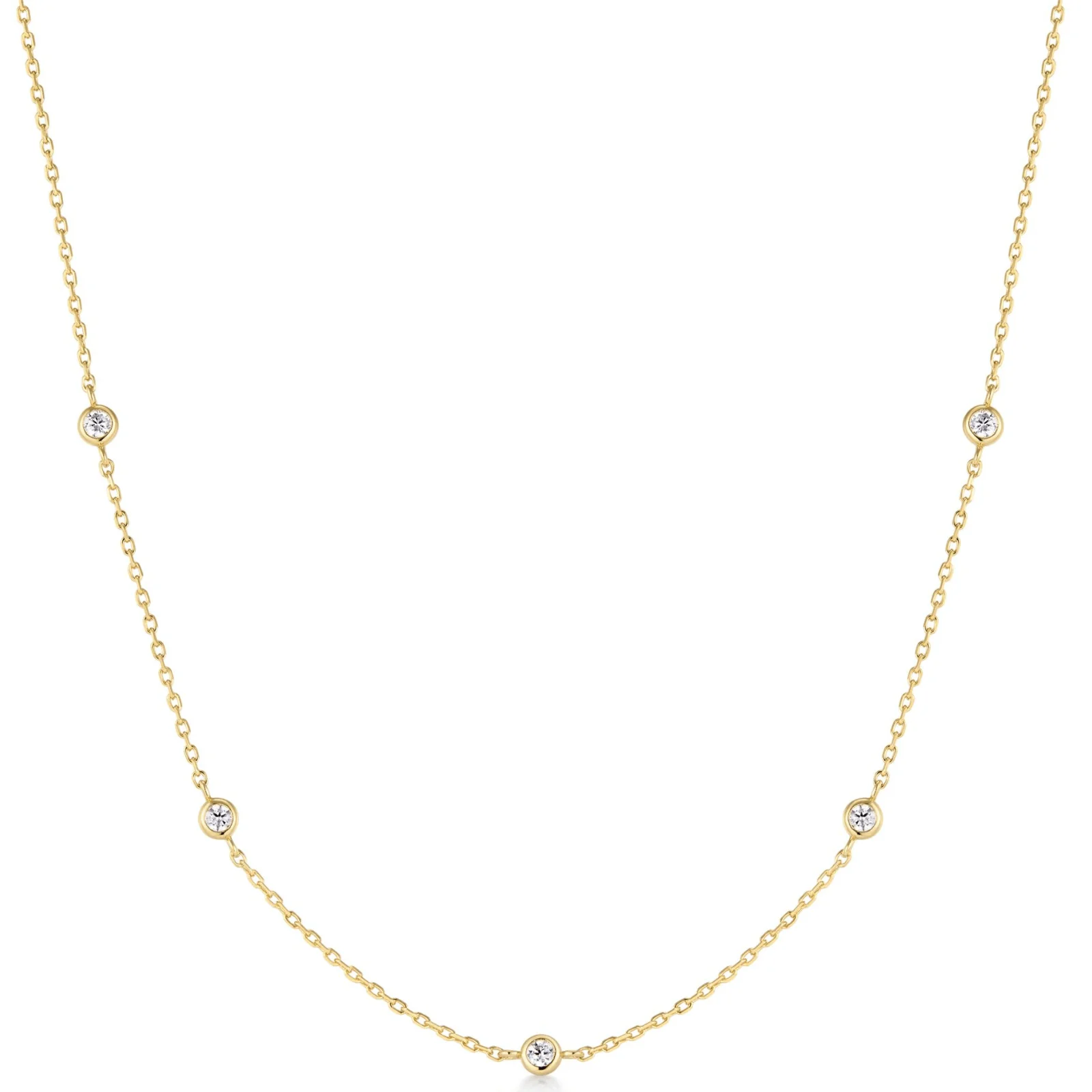 Ania Haie Starlit Drops Gold Classic Bezel Set Station Necklace