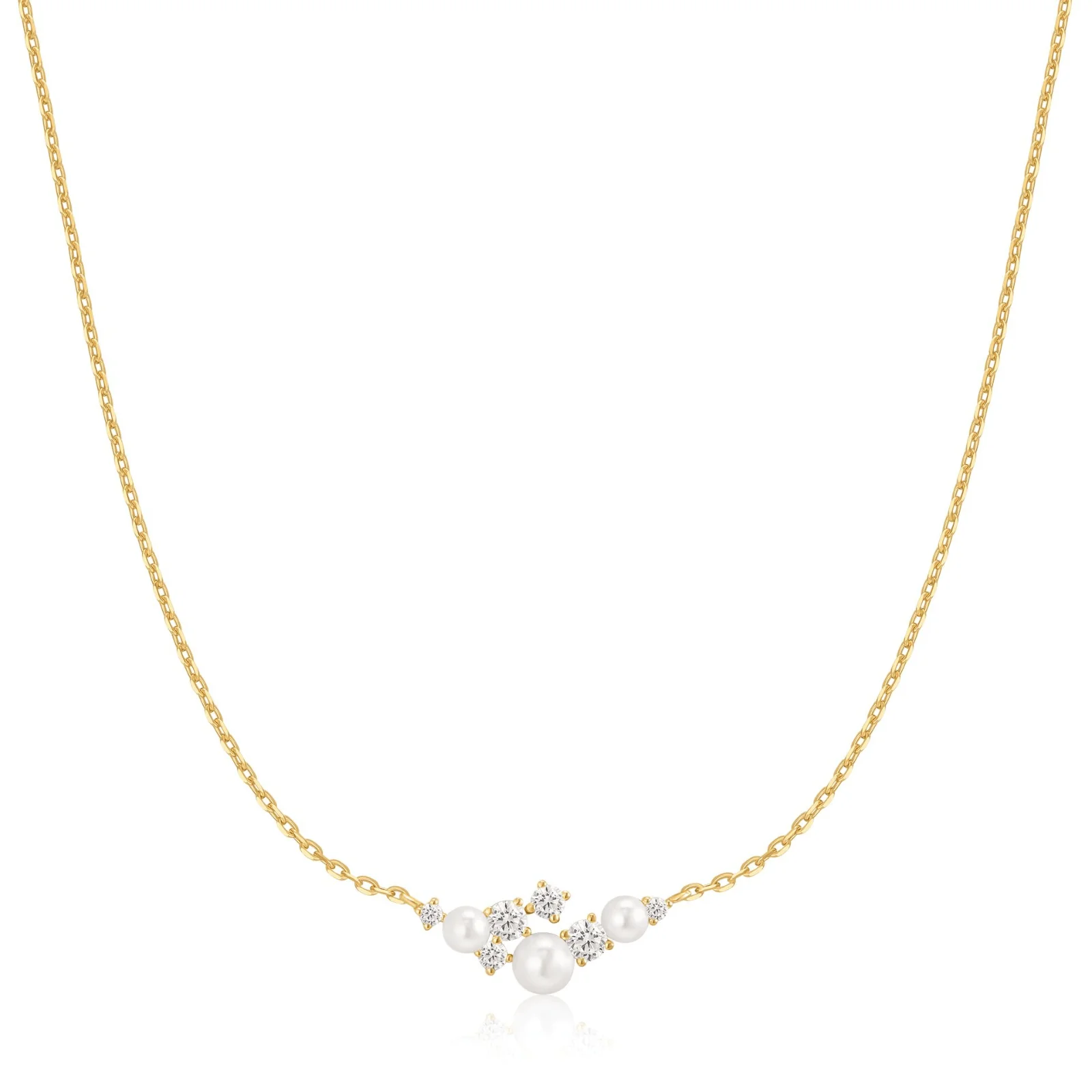 Ania Haie Starlit Drops Gold Shell Pearl Cluster Necklace