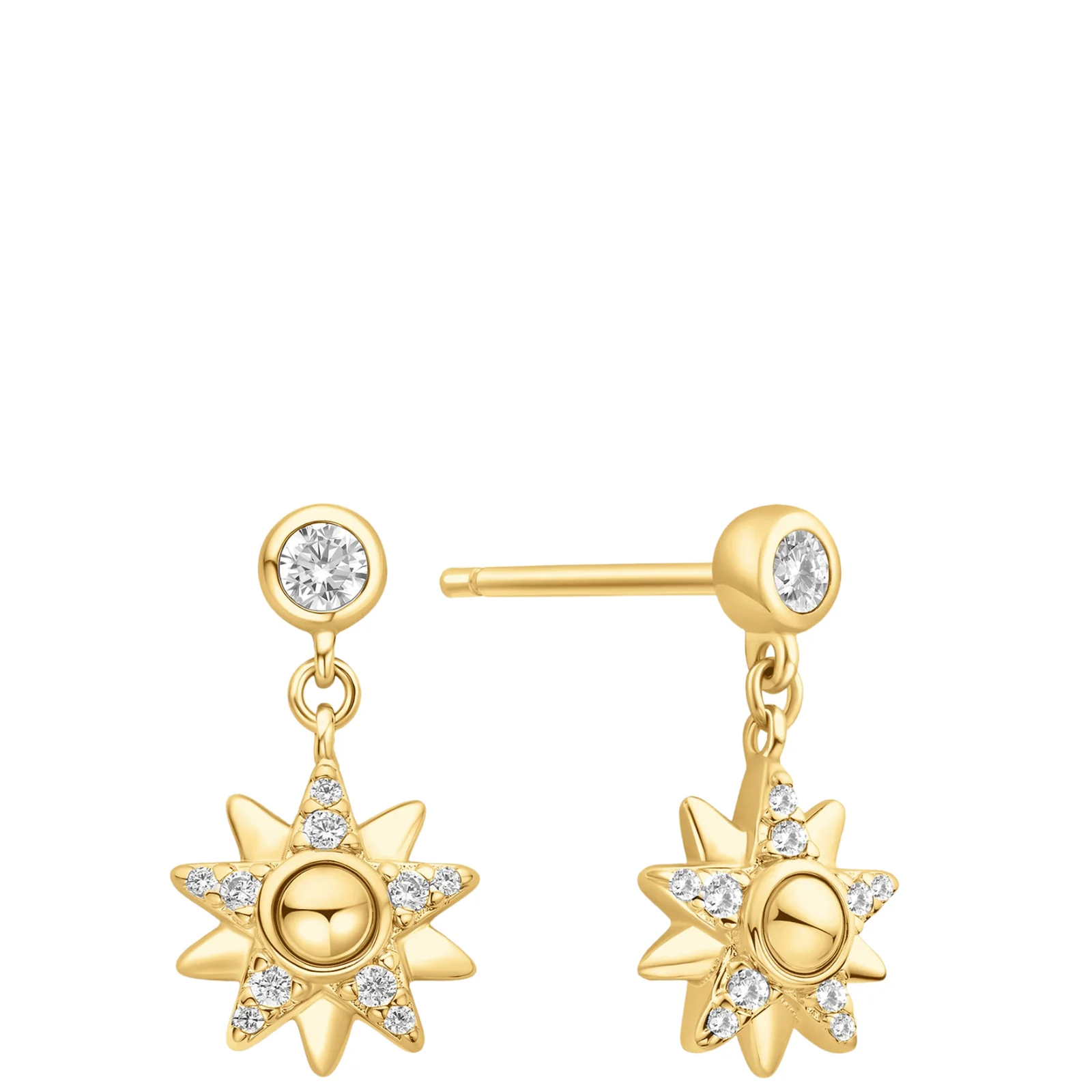 Ania Haie Starlit Drops Gold Sunburst Dangle Stud Earrings