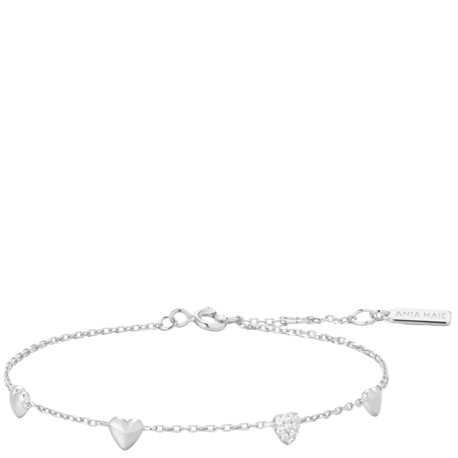Ania Haie Starlit Drops Silver Pave Heart Bracelet