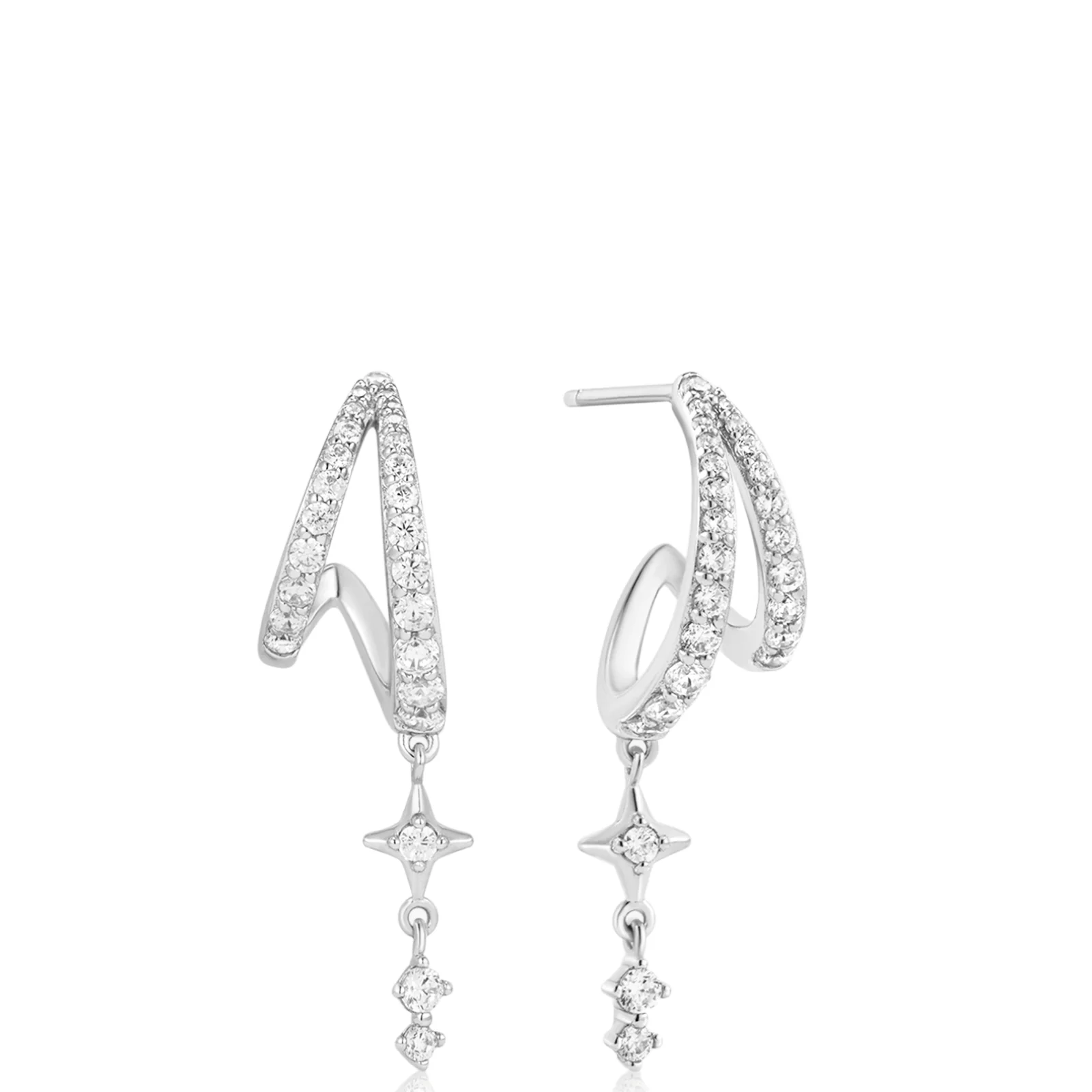 Ania Haie Starlit Drops Silver Star Hoop Earrings