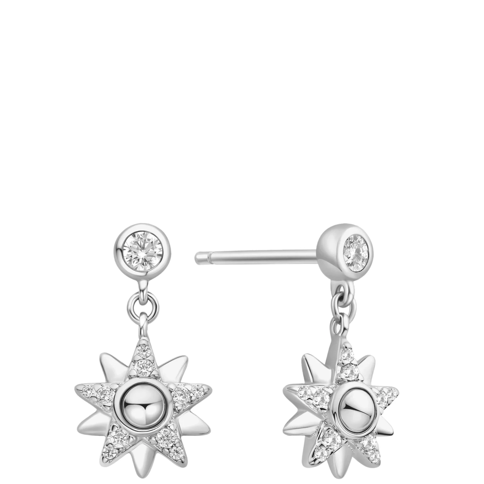 Ania Haie Starlit Drops Silver Sunburst Dangle Stud Earrings