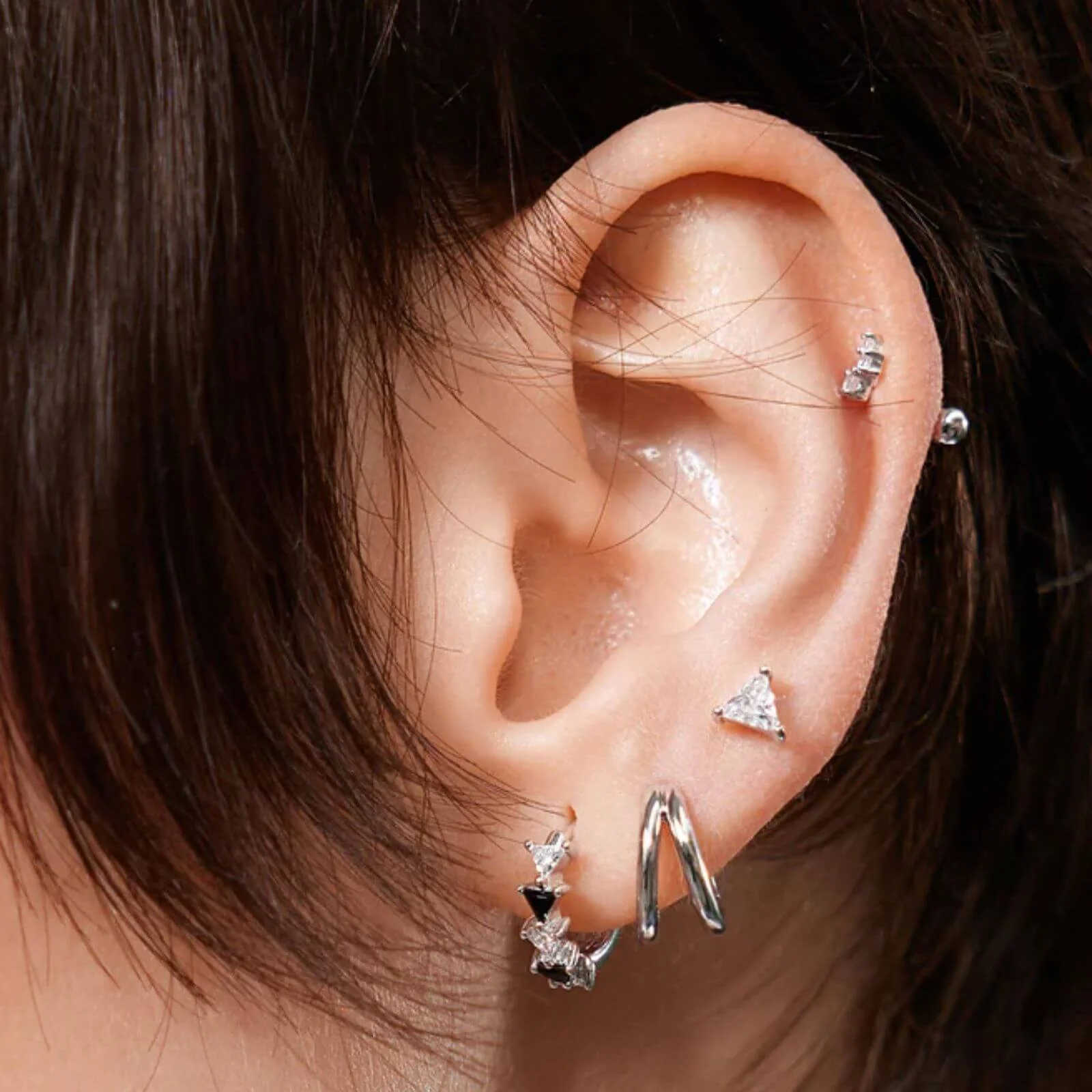 Ania Haie Sunshine Chaser Silver Double Hoop Earrings - Image 2