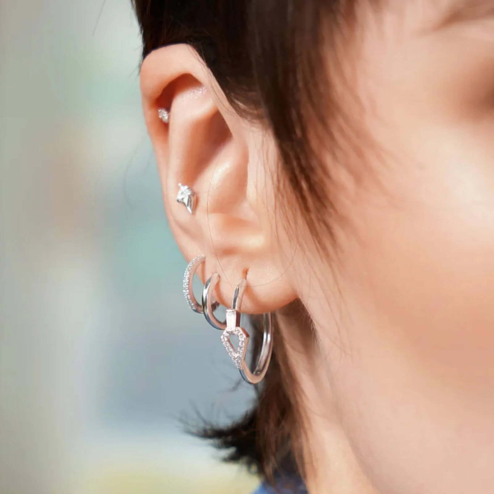Ania Haie Sunshine Chaser Silver Triangle Stud Earrings - Image 2