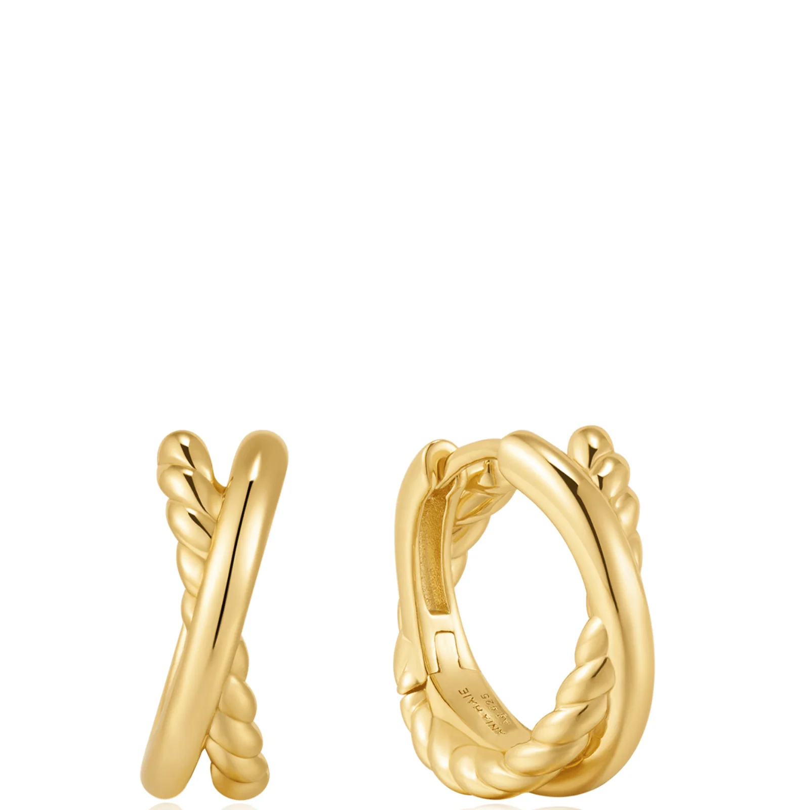 Ania Haie Tide Echo Gold Entwined Dual Hoop Earrings