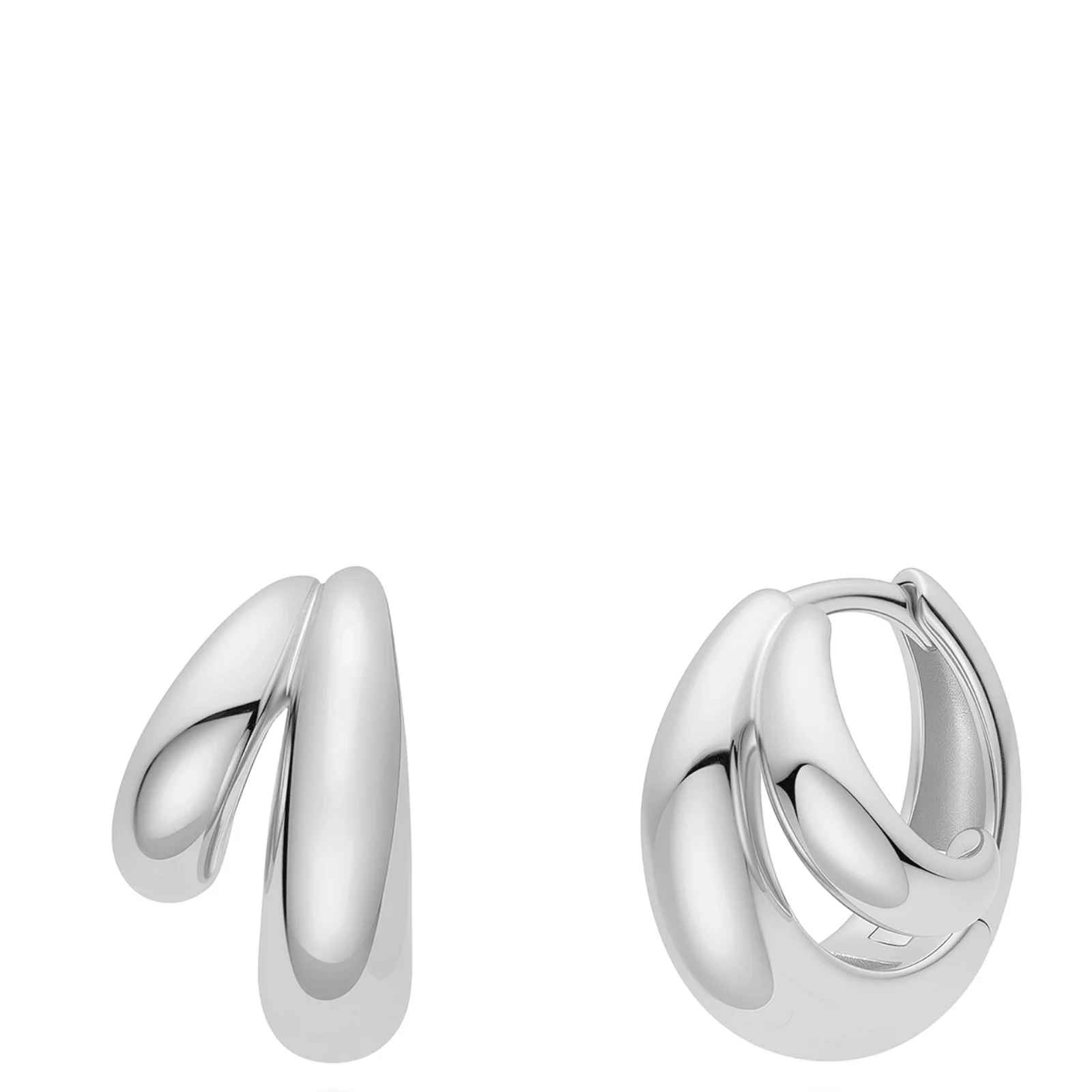 Ania Haie Tide Echo Silver Dome Huggie Hoop Earrings