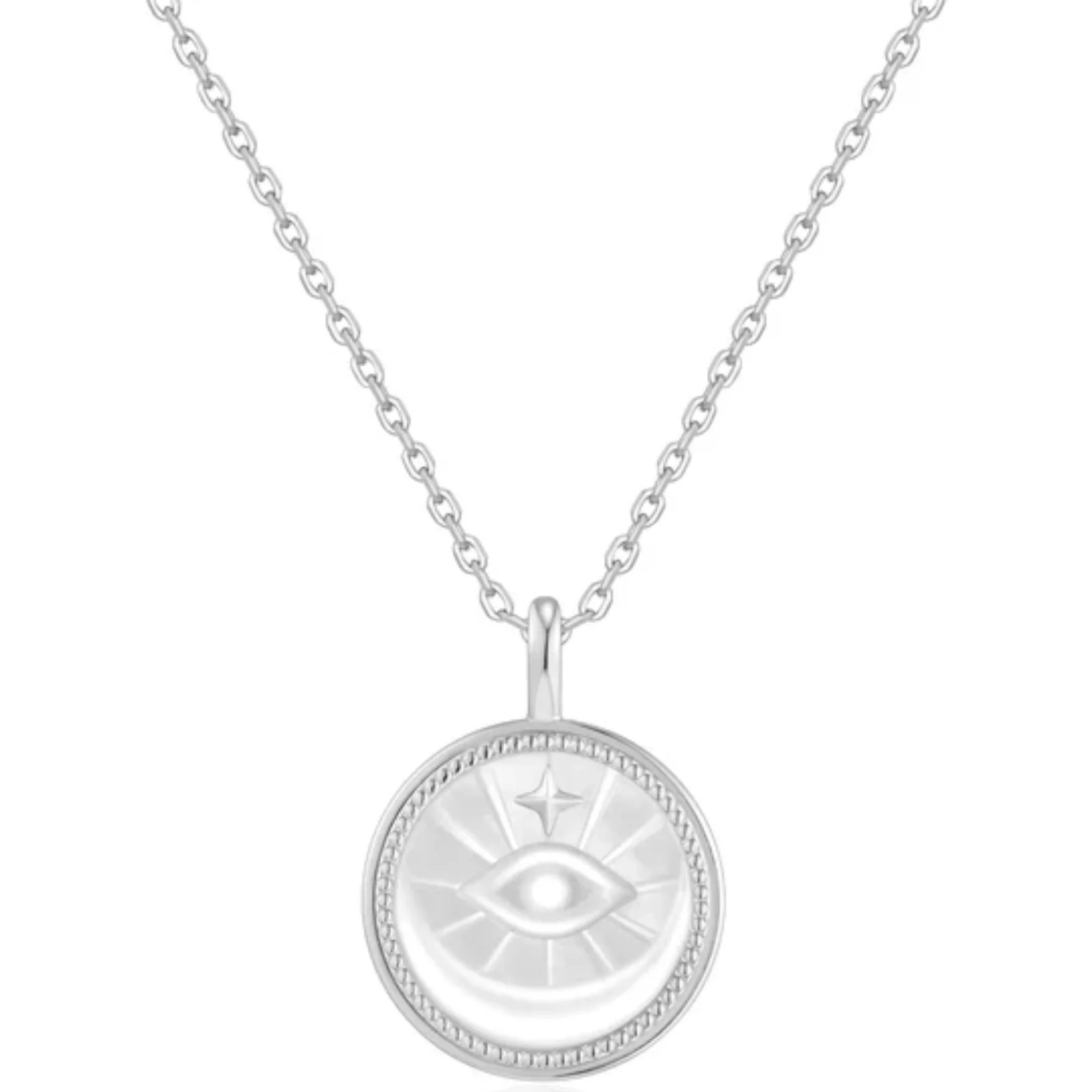 Ania Haie Tide Echo Silver Mother Of Pearl Medallion Necklace
