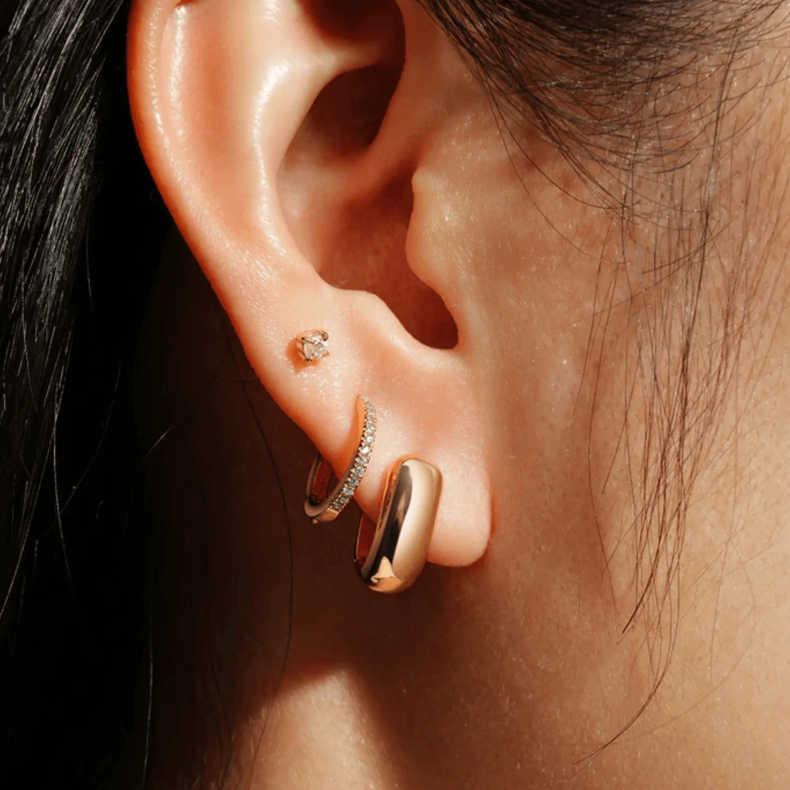 Ania Haie Trailblazer Gold U Shaped Huggie Hoop Earrings - Image 2