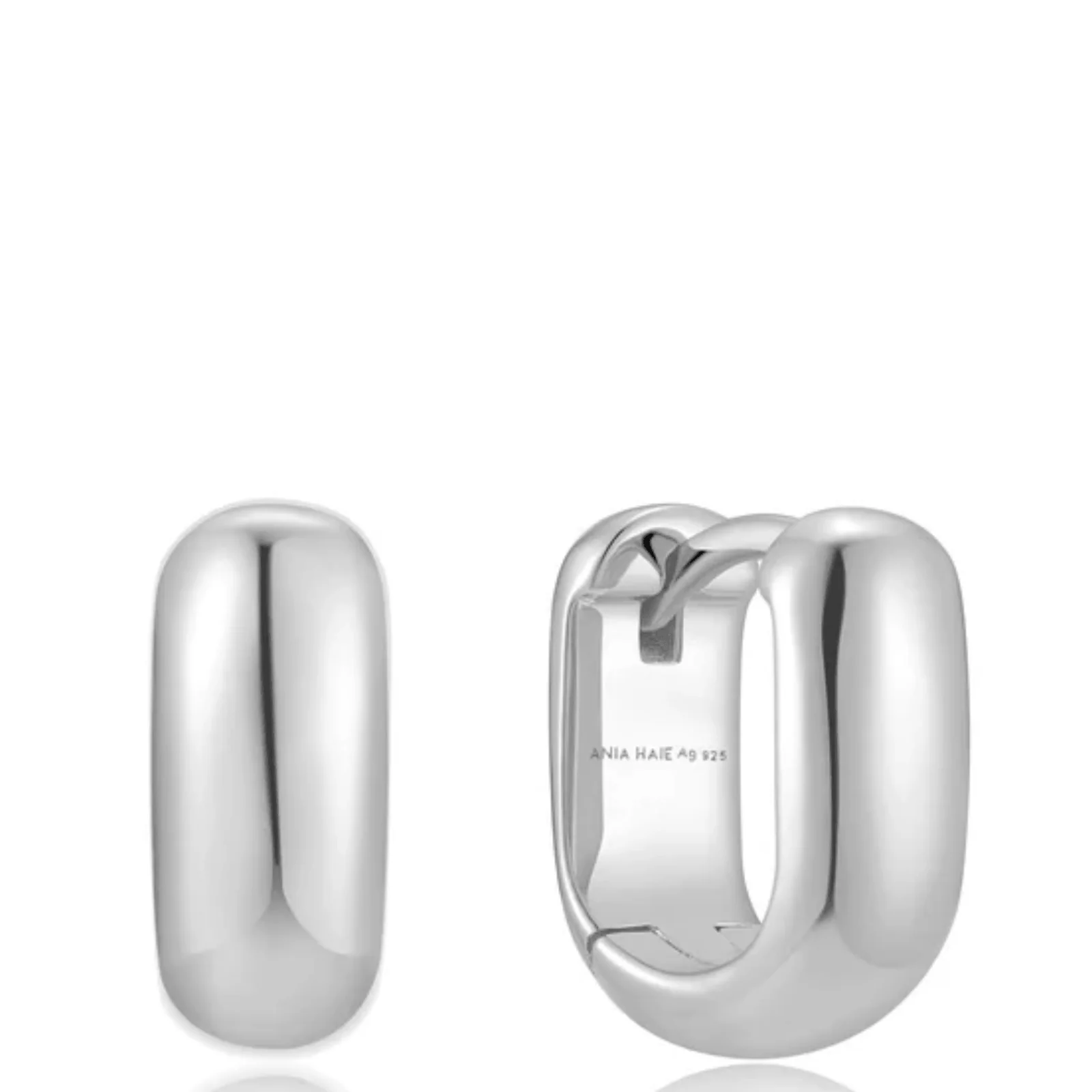 Ania Haie Trailblazer Silver U Shaped Huggie Hoop Earrings