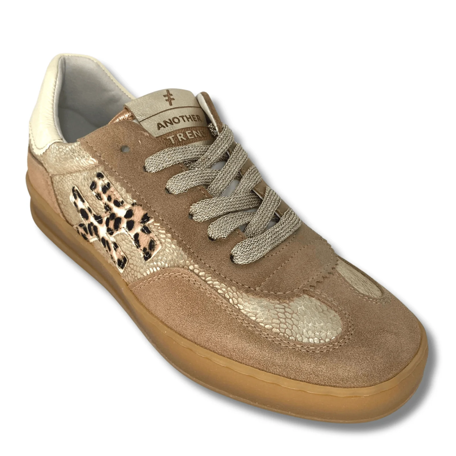 Another Trend Light Brown, Gold & Leopard Sneakers - Image 2