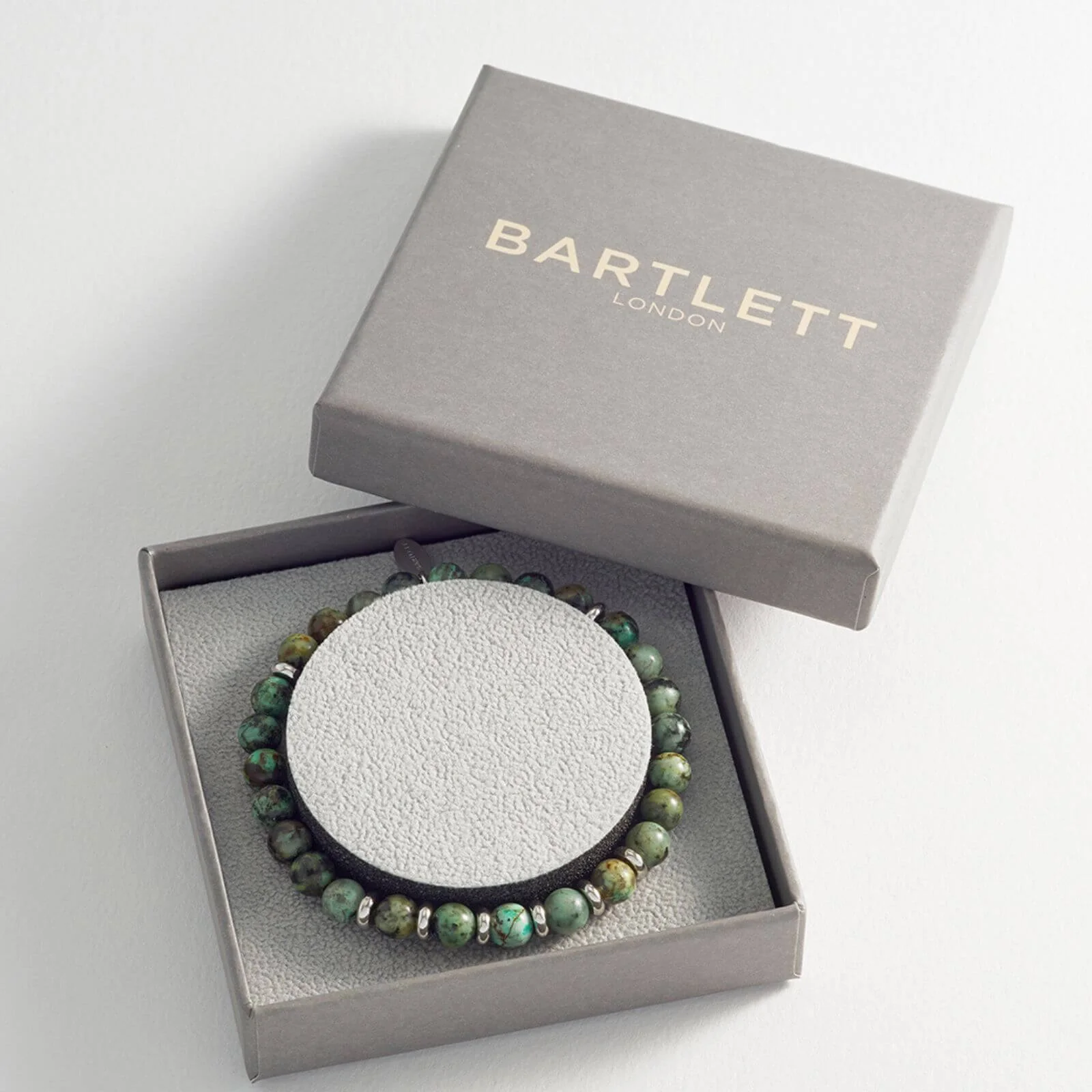 Bartlett Gents Light Green Moss Bead Bracelet - Image 3