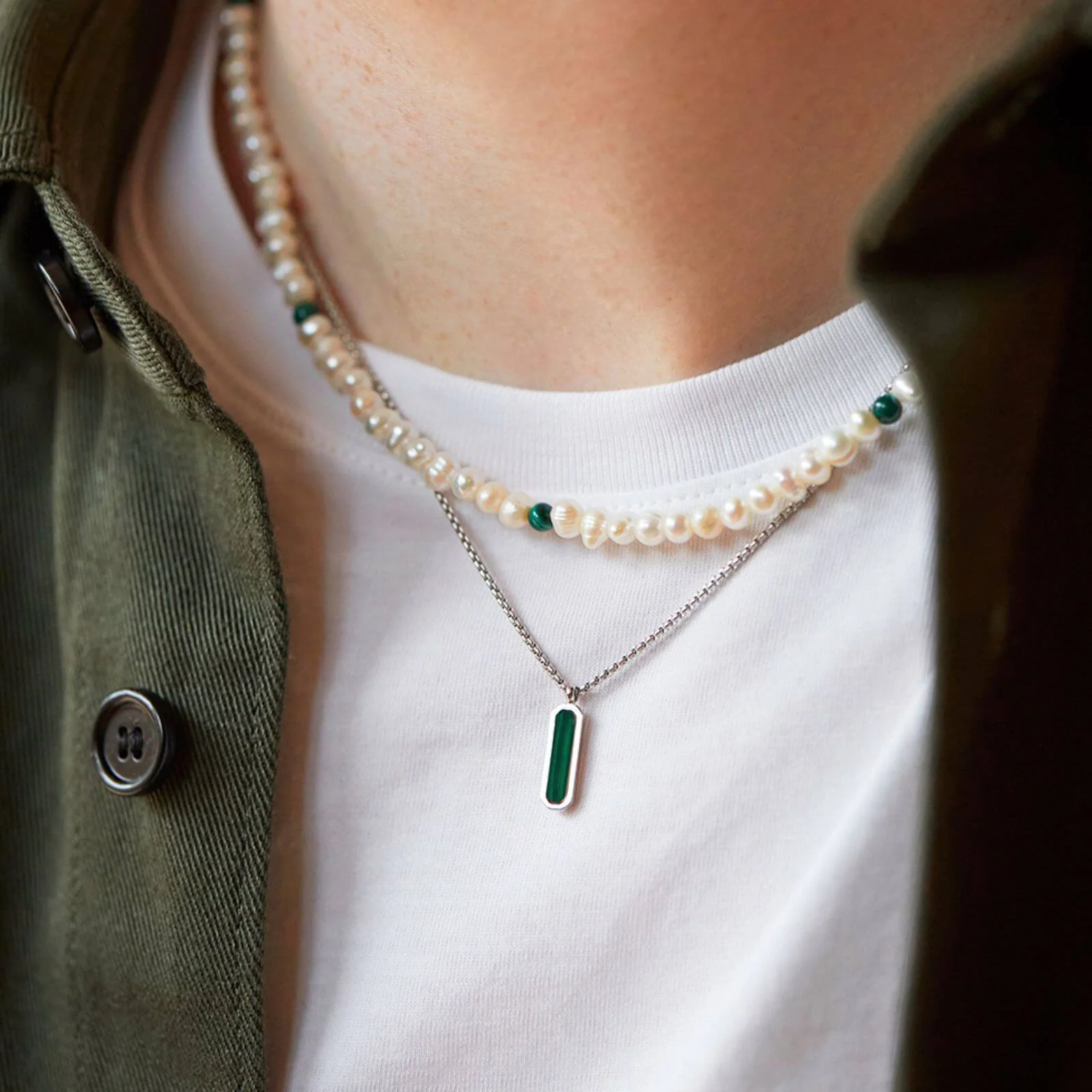 Bartlett Malachite Tag Silver Necklace - Image 4
