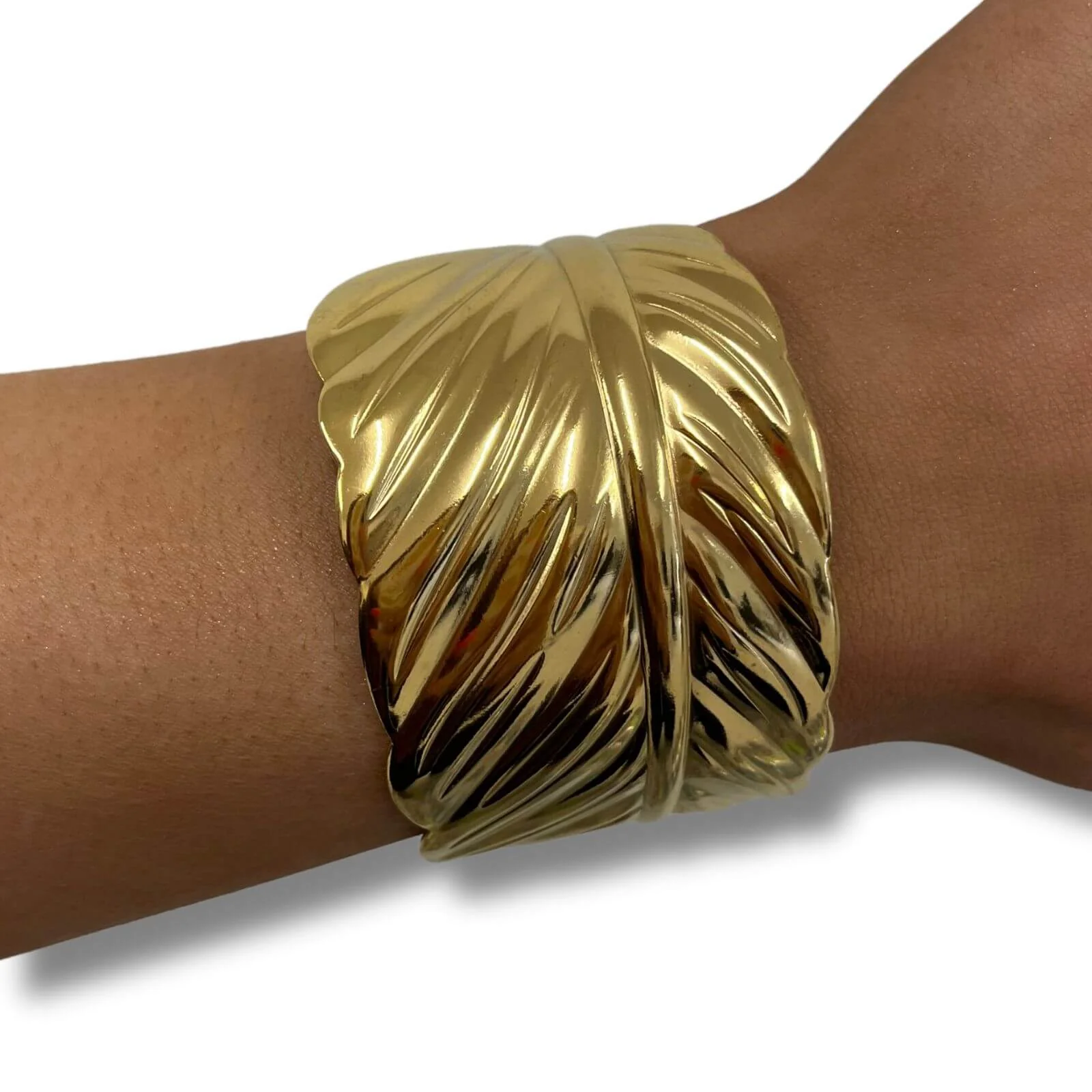 BeJeweled At Soul Gold Chunky Leaf Cuff