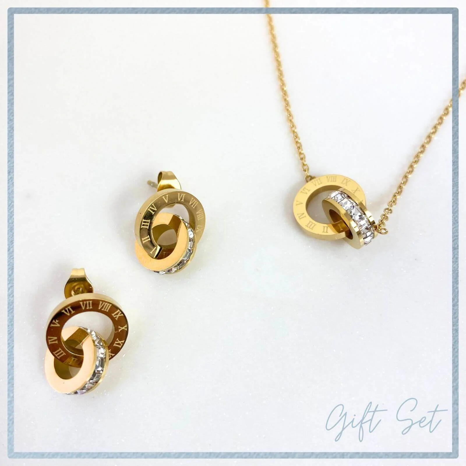 BeJeweled At Soul Gold Entwined Circles Earrings & Necklace Set